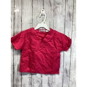 Scoots Girls Scrub Top Size 4T Hot Pink Short Sleeve V-Neck Classic Pullover